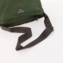PRADA Shoulder Bag Nylon Khaki Silver Auth bs33303-7