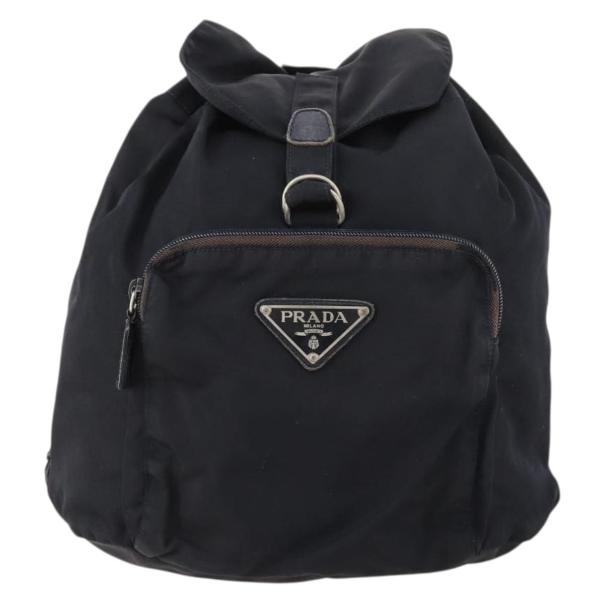 PRADA Backpack Nylon Navy Silver Auth bs33304 PRADA Backpack Nylon Blue Silver Auth 157773 Silvery ref  main image 3