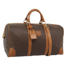 CELINE Macadam Canvas Boston Bag PVC Leather Brown Gold Auth bs33306-1