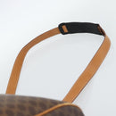CELINE Macadam Canvas Boston Bag PVC Leather Brown Gold Auth bs33306-9