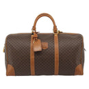 CELINE Macadam Canvas Boston Bag PVC Leather Brown Gold Auth bs33306-13