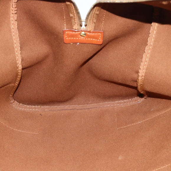 CELINE Macadam Canvas Boston Bag PVC Leather Brown Gold Auth bs33306