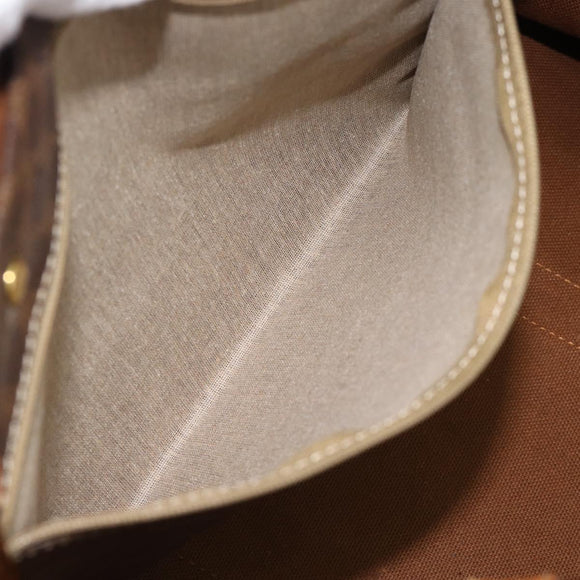 CELINE Macadam Canvas Boston Bag PVC Leather Brown Gold Auth bs33306