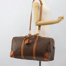 CELINE Macadam Canvas Boston Bag PVC Leather Brown Gold Auth bs33306-27