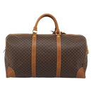 CELINE Macadam Canvas Boston Bag PVC Leather Brown Gold Auth bs33306-2
