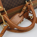 CELINE Macadam Canvas Boston Bag PVC Leather Brown Gold Auth bs33306-7