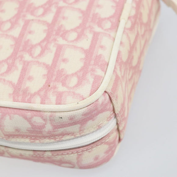 Christian Dior Trotter Canvas Pouch PVC Pink Silver Auth bs33307