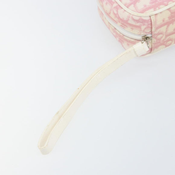 Christian Dior Trotter Canvas Pouch PVC Pink Silver Auth bs33307