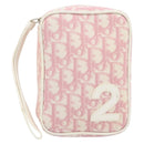 Christian Dior Trotter Canvas Pouch PVC Pink Silver Auth bs33307-2