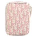 Christian Dior Trotter Canvas Pouch PVC Pink Silver Auth bs33307-3