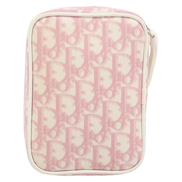 Christian Dior Trotter Canvas Pouch PVC Pink Silver Auth bs33307