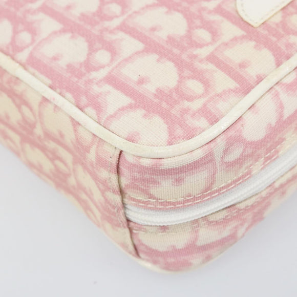 Christian Dior Trotter Canvas Pouch PVC Pink Silver Auth bs33307