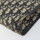 Christian Dior Trotter Canvas Clutch Bag Navy Silver Auth bs33309-15