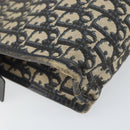 Christian Dior Trotter Canvas Clutch Bag Navy Silver Auth bs33309-16