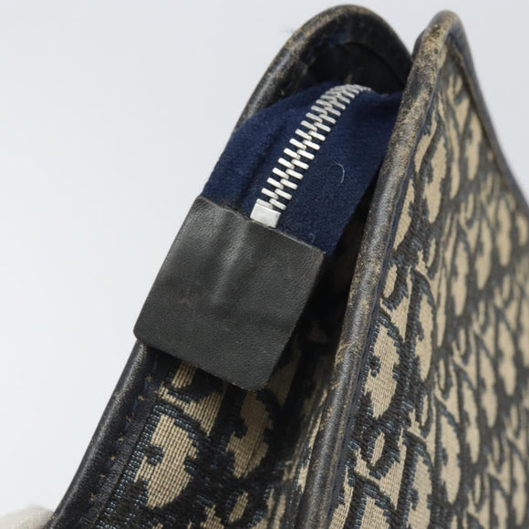 Christian Dior Trotter Canvas Clutch Bag Marineblau Silber Auth bs33309