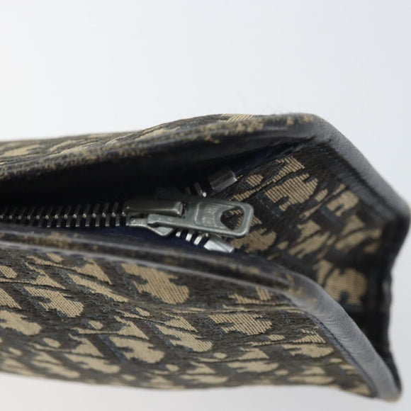 Christian Dior Trotter Canvas Clutch Bag Navy Silver Auth bs33309
