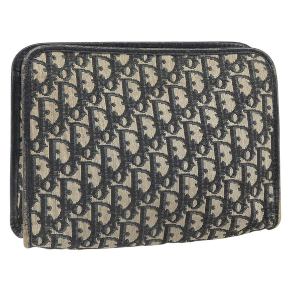 Christian Dior Trotter Canvas Clutch Bag Marineblau Silber Auth bs33309