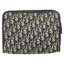 Christian Dior Trotter Canvas Clutch Bag Marineblau Silber Auth bs33309-13