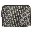 Christian Dior Trotter Canvas Clutch Bag Navy Silver Auth bs33309-2