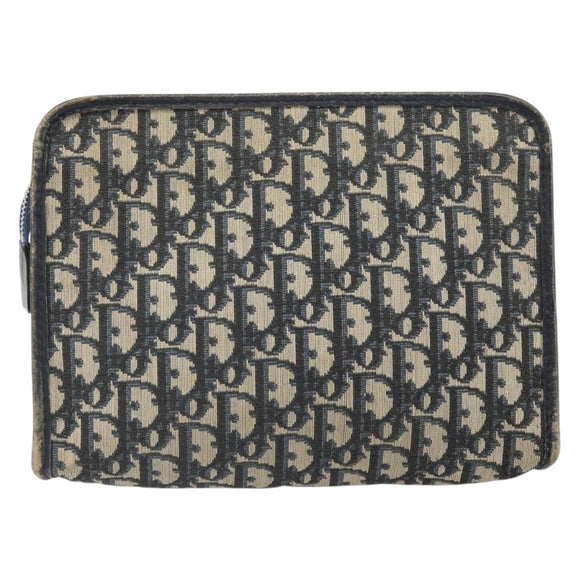 Christian Dior Trotter Canvas Clutch Bag Marineblau Silber Auth bs33309