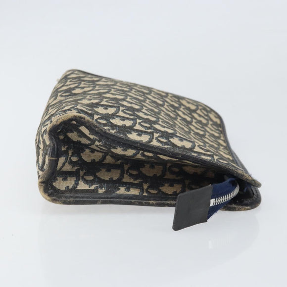 Christian Dior Trotter Canvas Clutch Bag Marineblau Silber Auth bs33309