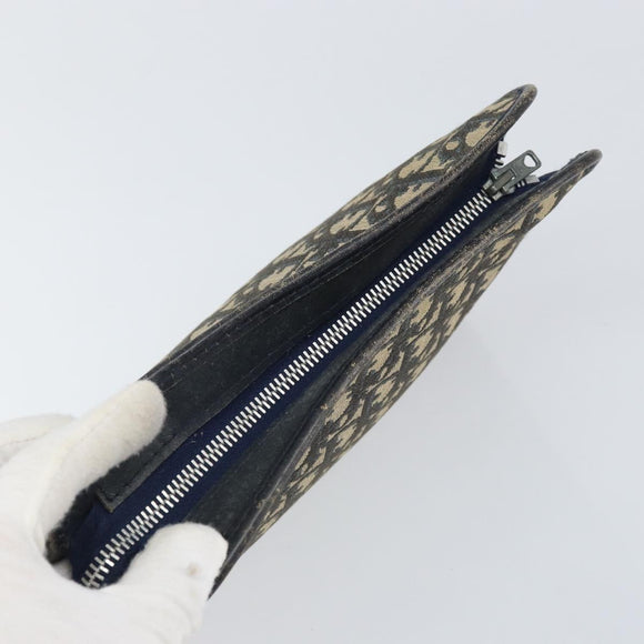 Christian Dior Trotter Canvas Clutch Bag Marineblau Silber Auth bs33309