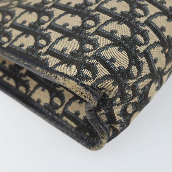 Christian Dior Trotter Canvas Clutch Bag Marineblau Silber Auth bs33309