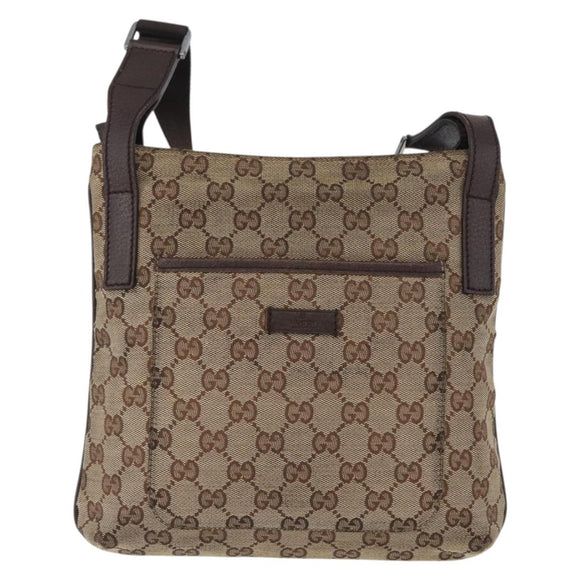 GUCCI GG Canvas Umhängetasche Beige Silber 122793 Auth bs33310