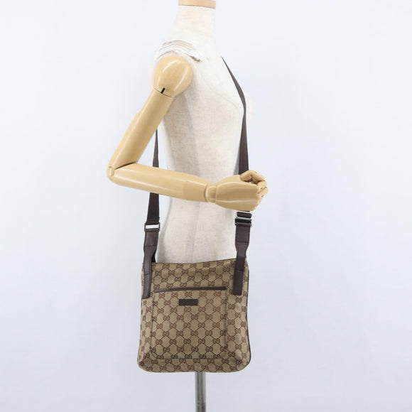 GUCCI GG Canvas Umhängetasche Beige Silber 122793 Auth bs33310