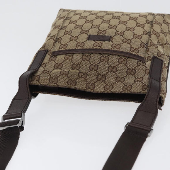 GUCCI GG Canvas Umhängetasche Beige Silber 122793 Auth bs33310