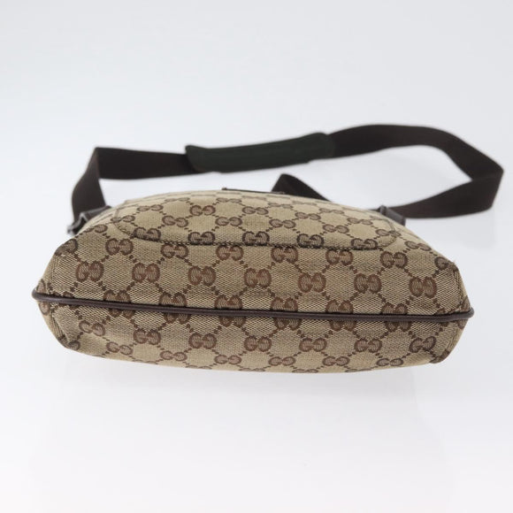 GUCCI GG Canvas Umhängetasche Beige Silber 122793 Auth bs33310