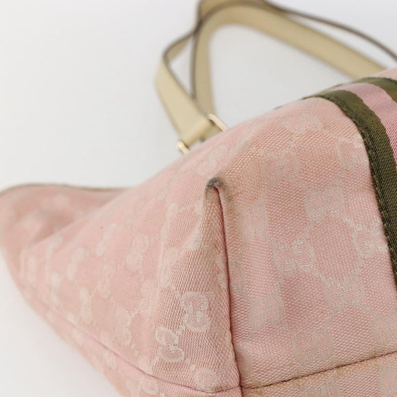 GUCCI GG Canvas Sherry Line Tote Bag Pink Gold 139260 Auth bs33311