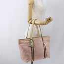 GUCCI GG Canvas Sherry Line Tote Bag Pink Gold 139260 Auth bs33311-21