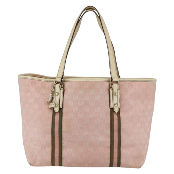 GUCCI GG Canvas Sherry Line Tote Bag Pink Gold 139260 Auth bs33311