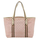 GUCCI GG Canvas Sherry Line Tote Bag Pink Gold 139260 Auth bs33311-2