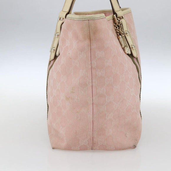 GUCCI GG Canvas Sherry Line Tote Bag Pink Gold 139260 Auth bs33311