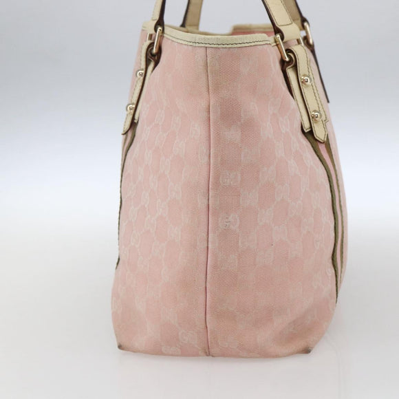 GUCCI GG Canvas Sherry Line Tote Bag Pink Gold 139260 Auth bs33311