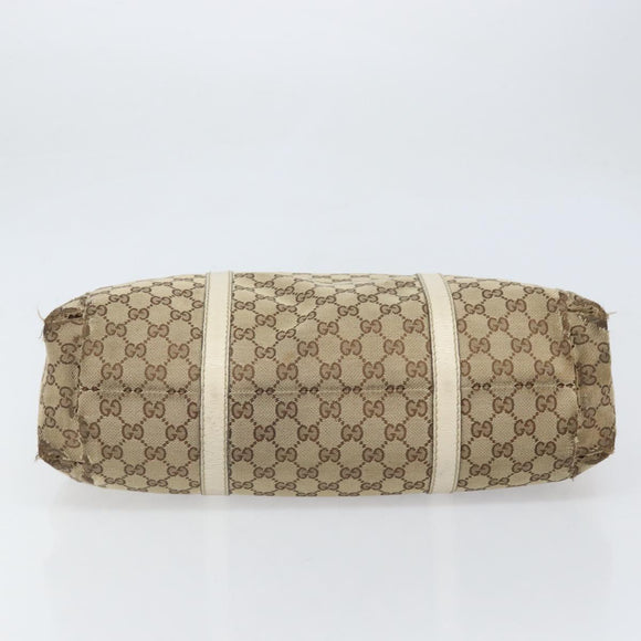 GUCCI GG Canvas Handtasche Web Sherry Line Beige Gold 211935 Auth bs33313