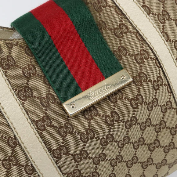 GUCCI GG Canvas Handtasche Web Sherry Line Beige Gold 211935 Auth bs33313