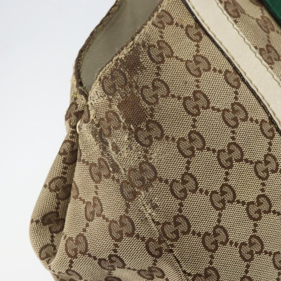 GUCCI GG Canvas Handtasche Web Sherry Line Beige Gold 211935 Auth bs33313