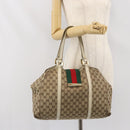 GUCCI GG Canvas Handtasche Web Sherry Line Beige Gold 211935 Auth bs33313-24