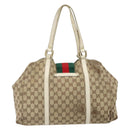 GUCCI GG Canvas Handtasche Web Sherry Line Beige Gold 211935 Auth bs33313-2