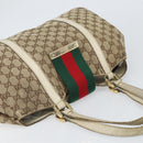 GUCCI GG Canvas Handtasche Web Sherry Line Beige Gold 211935 Auth bs33313-6