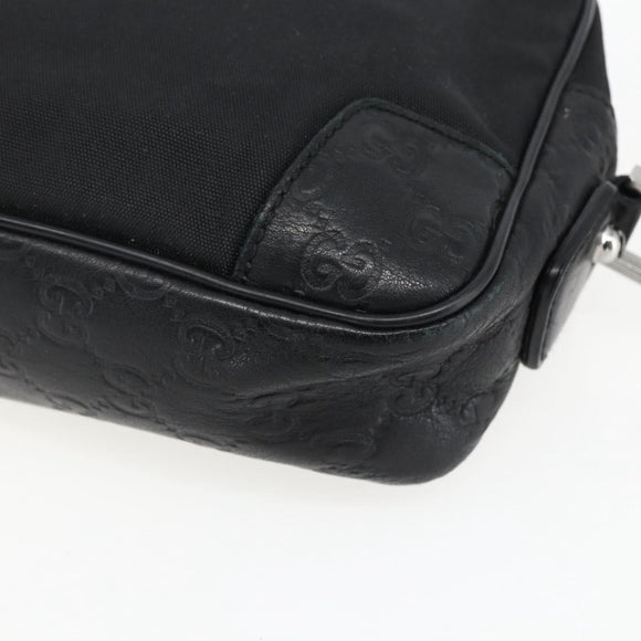 GUCCI GG Canvas Guccissima Clutch Bag Leather nylon Black 162782 Auth bs33316