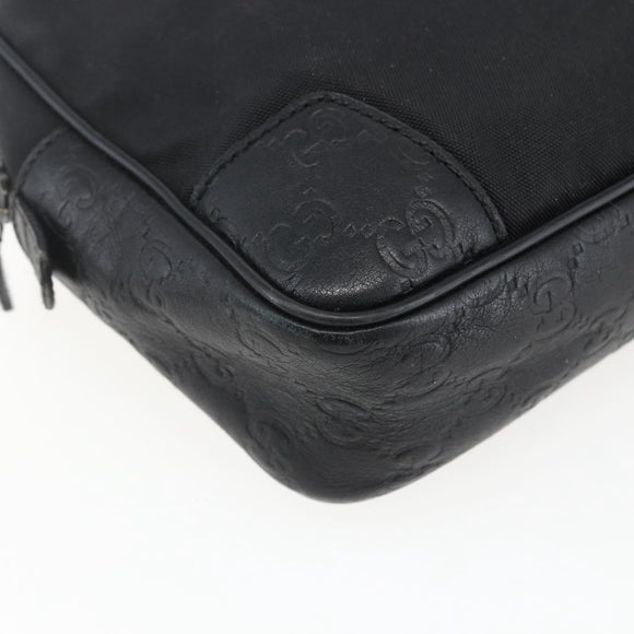 GUCCI GG Canvas Guccissima Clutch Bag Leather nylon Black 162782 Auth bs33316