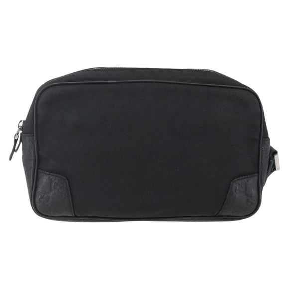 GUCCI GG Canvas Guccissima Clutch Bag Leather nylon Black 162782 Auth bs33316