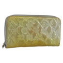 CHANEL Icon line Long Wallet Patent leather Silver CC Auth bs33317-1