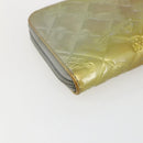 CHANEL Icon line Long Wallet Patent leather Silver CC Auth bs33317-11