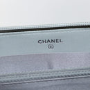 CHANEL Icon line Long Wallet Patent leather Silver CC Auth bs33317-15