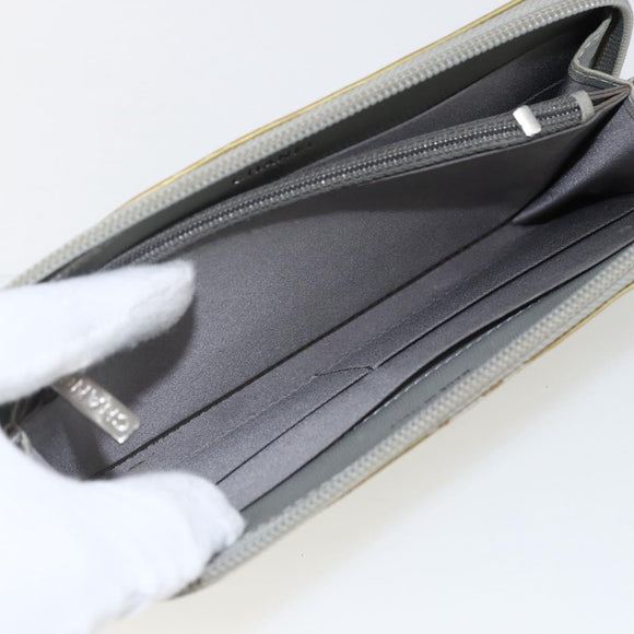 CHANEL Icon line Long Wallet Patent leather Silver CC Auth bs33317